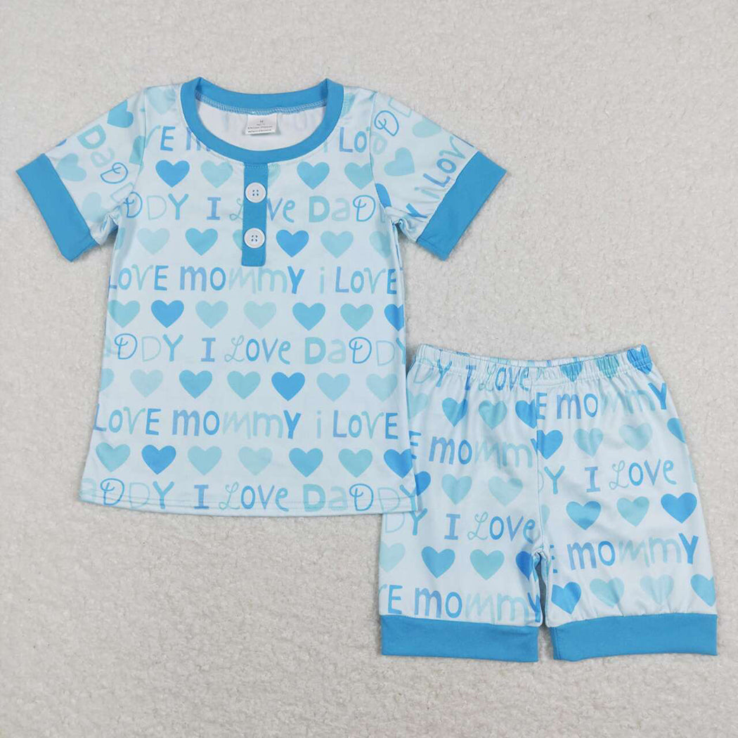 Baby Boys I Love Mom Dad Shirts Shorts Pajamas Clothing Sets