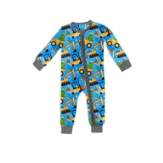 Baby Boys Construction Long Sleeve Zip Rompers preorder(moq 5)