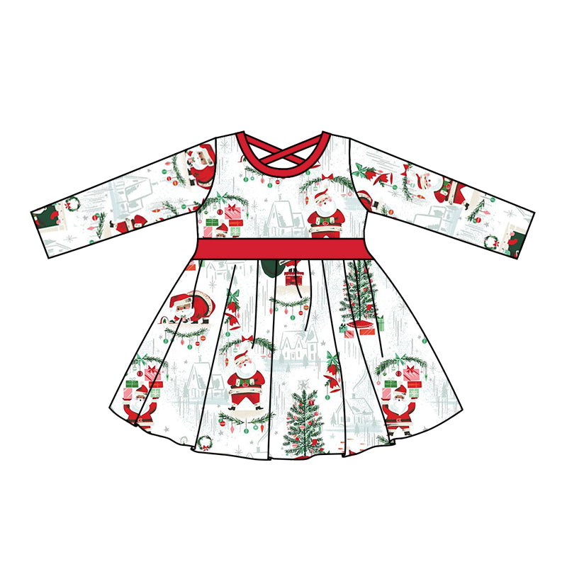 Baby Girls Christmas Santa Knee Length Dresses preorder(moq 5)