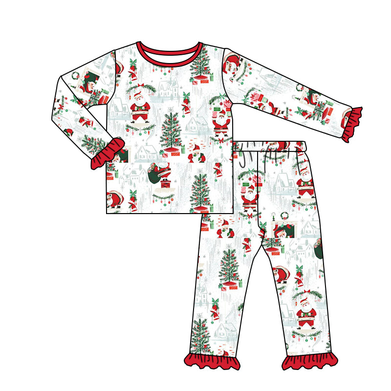 Baby Girls Christmas Santa Shirts Pants Pajamas Clothes Sets preorder(moq 5)