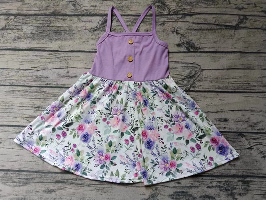 Baby Girls Purple Flowers Straps Twirl Dresses preorder(moq 5)