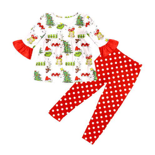 Baby Girls Christams Frog Tunic Legging Pants Clothes Sets preorder(moq 5)