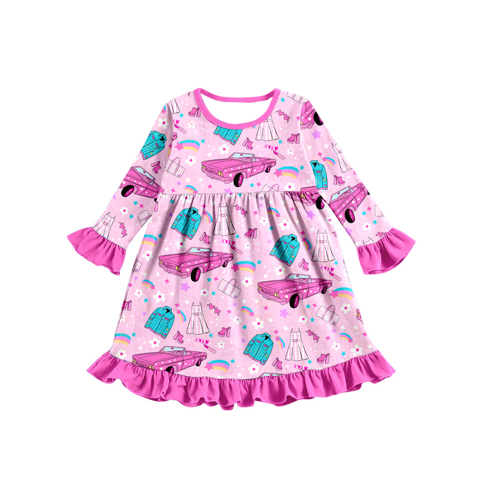 Baby Girls Pink Doll Car A-Line Dresses preorder(moq 5)