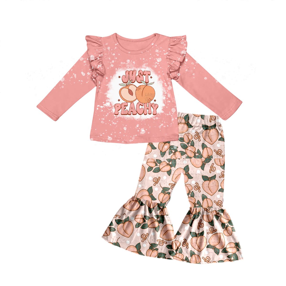 Baby Girls Peach Shirt Bell Pants Clothes Sets preorder(moq 5)