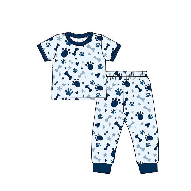 Baby Kids Cartoon footprint Pants Pajamas Clothes Sets preorder(moq 5)