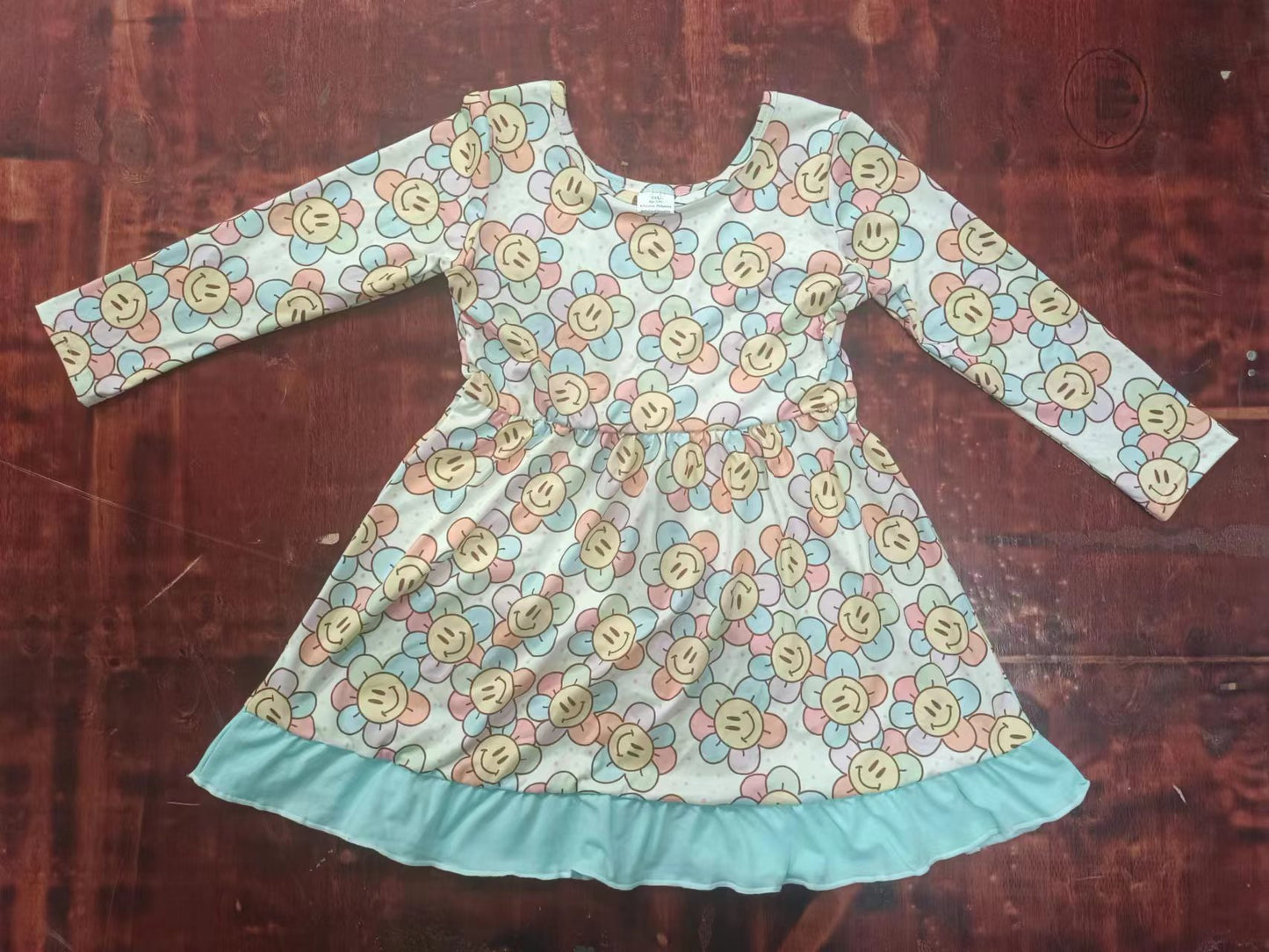 Baby Girls Flowers Smile Ruffle Twirl Dresses preorder(moq 5)