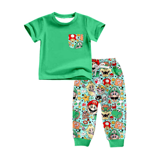 Baby Boys Green Game Pocket Pants Clothing Sets preorder(moq 5)