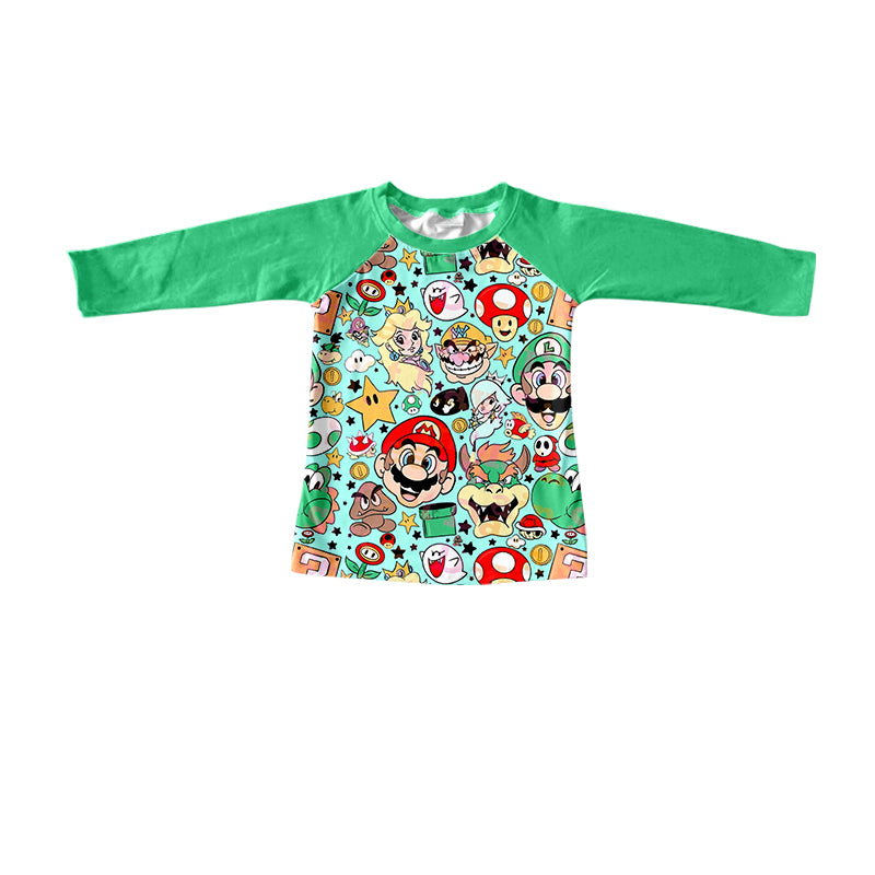 Baby Boys Green Game Long Sleeve Shirts preorder(moq 5)