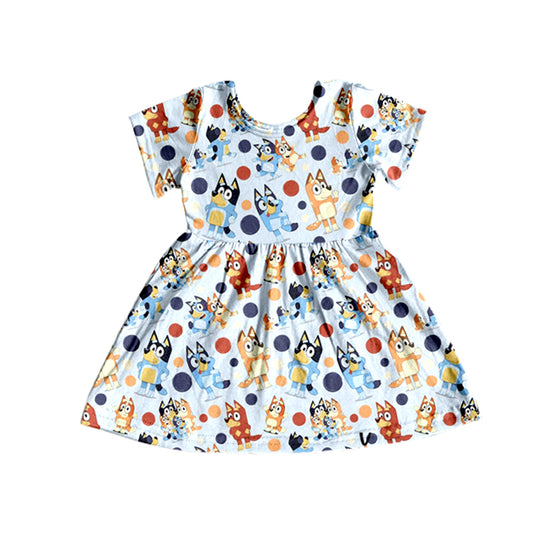 Baby Girls Dog Cartoon Knee Length Dresses preorder(moq 5)