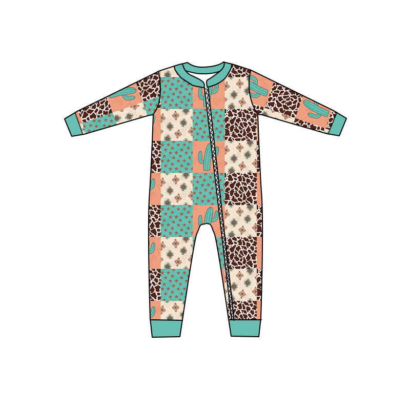 Infant Baby Cactus Aztec Zip Rompers preorder(moq 5)