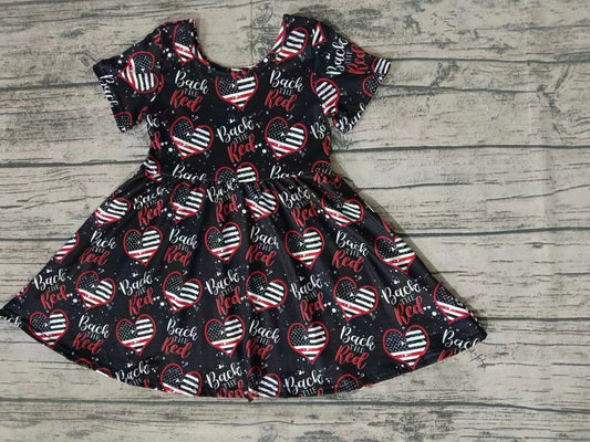 Baby Girls Black Hearts Flag Twirl Dresses preorder(moq 5)