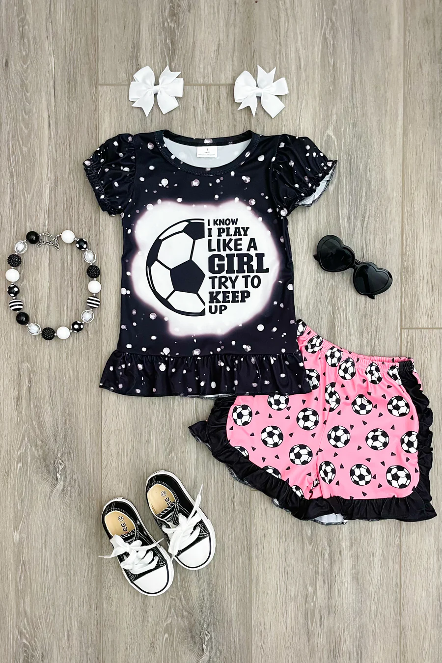 Baby Girls Pink Football Soccer Summer Shorts Sets