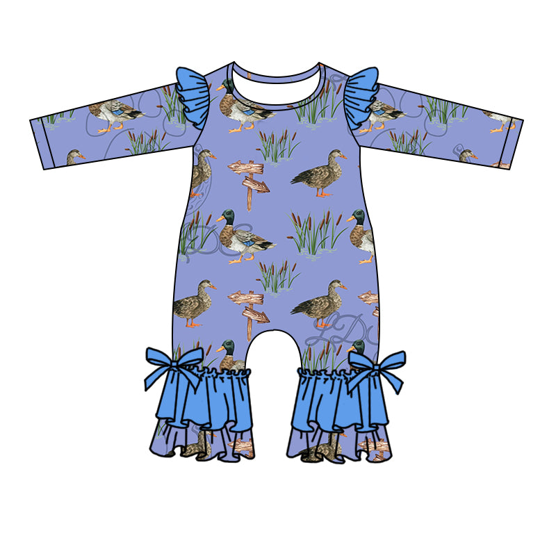 Baby Girls Blue Duck Hunting Rompers preorder(moq 5)