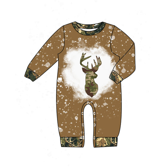 Baby Boys Green Camo Hunting Deer Rompers preorder(moq 5)