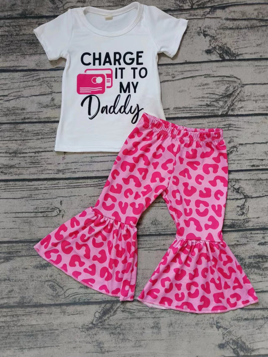 Baby Girls Daddy Tee Shirt Top Leopard Bell Pants preorder(moq 5)