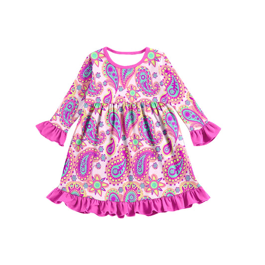 Baby Girls Hotpink Paisley Knee Length Dresses preorder(moq 5)