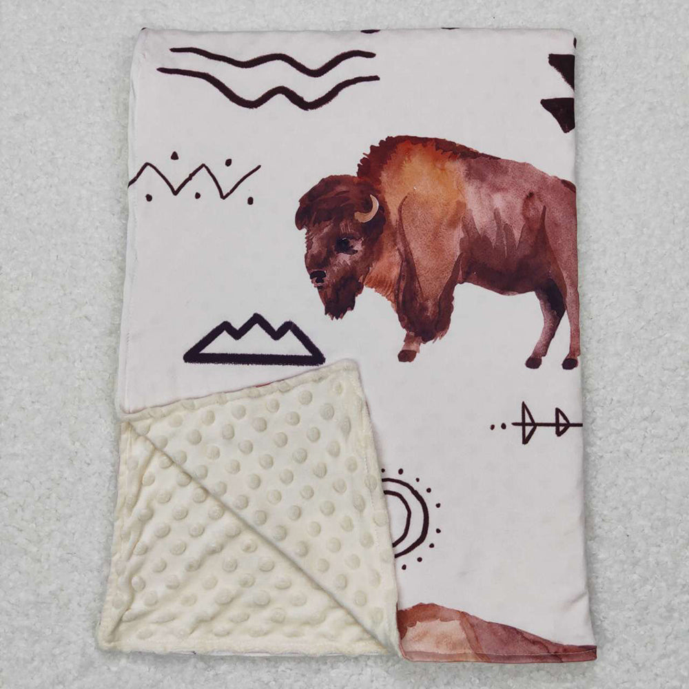 Baby Kids Highland Cow Minky Blankets