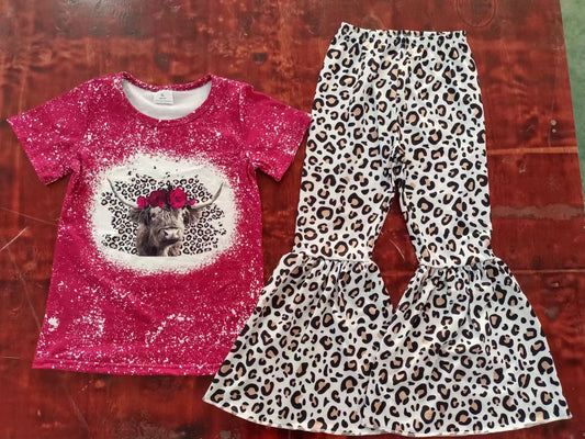 Baby Girls Cow Leopard Bell Pants Clothes Sets preorder(moq 5)