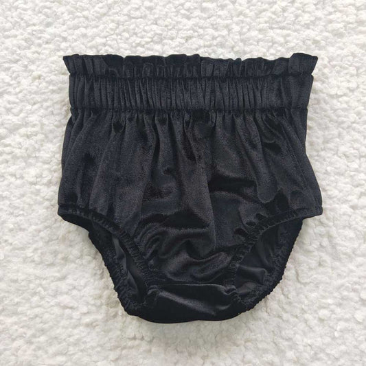 Baby Girls Black Velvet Bummies Bottoms