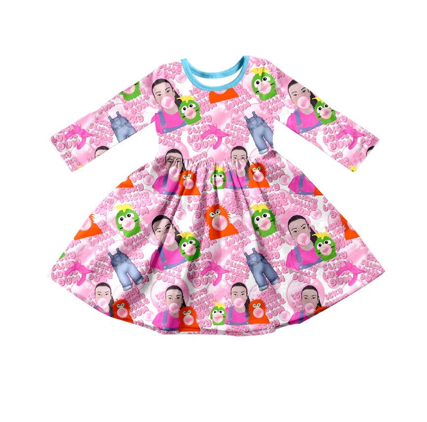 Baby Girls Pink Long Sleeve Teacher Twirl Dresses preorder(moq 5)