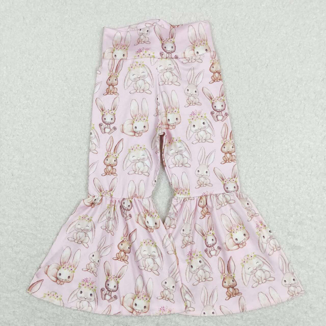 Baby Girls Pink Easter Rabbit Flare Bell Bottom Pants