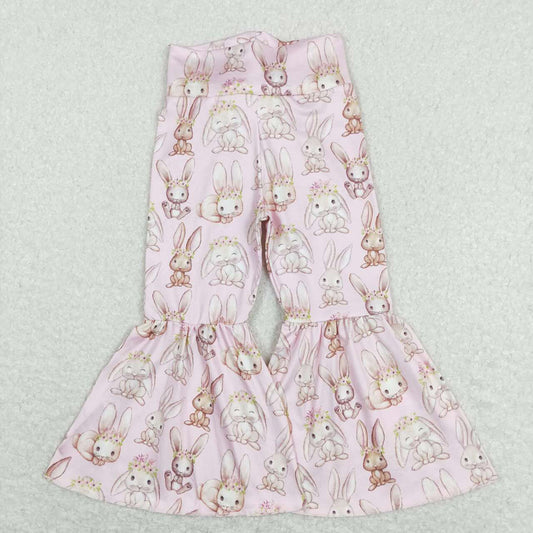 Baby Girls Pink Easter Rabbit Flare Bell Bottom Pants