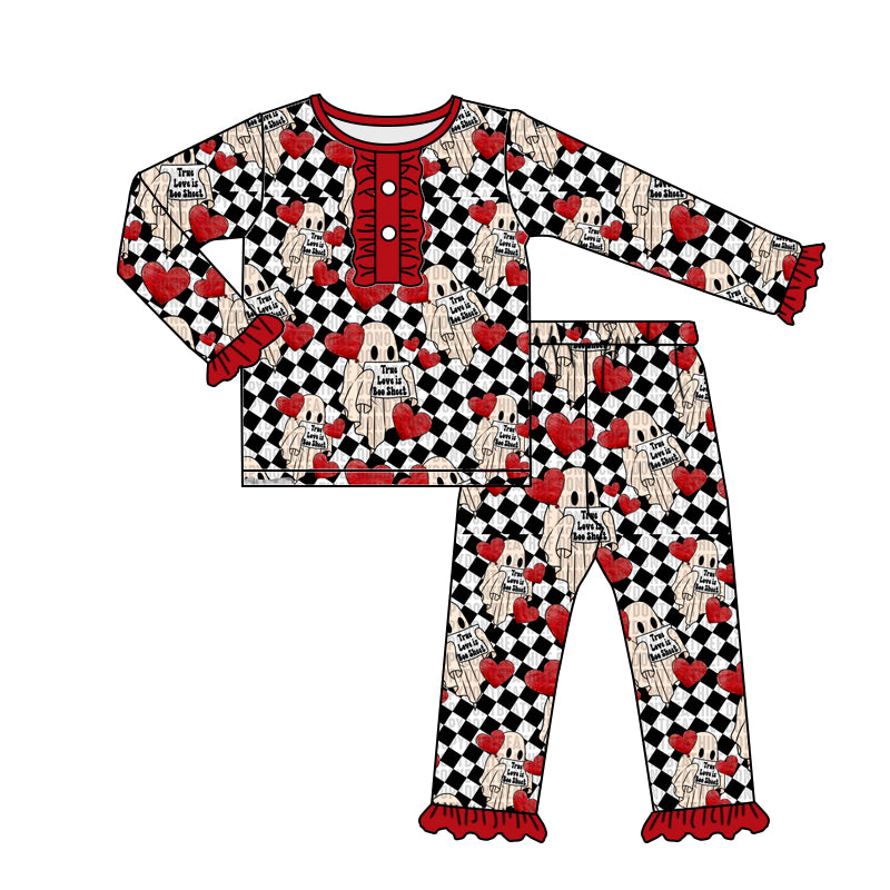 Baby Girls Ghost Hearts Pajamas Clothes Sets preorder(moq 5)