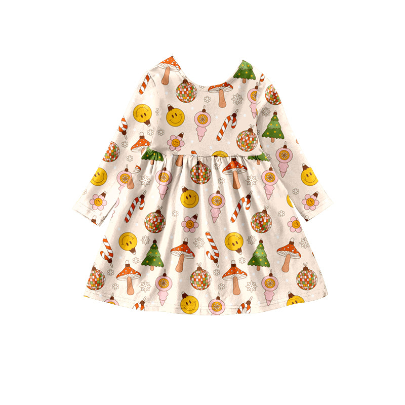 Baby Girls Christmas Tree Face Knee Length Dresses preorder(moq 5)