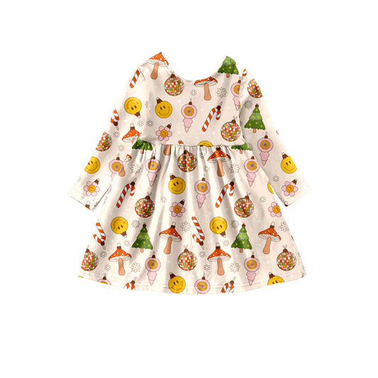 Baby Girls Christmas Tree Face Knee Length Dresses preorder(moq 5)