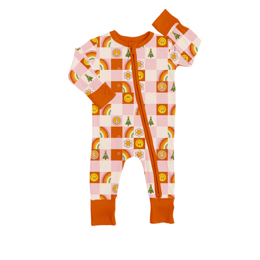 Infant Red Baby Face Flowers Zip Rompers preorder(moq 5)