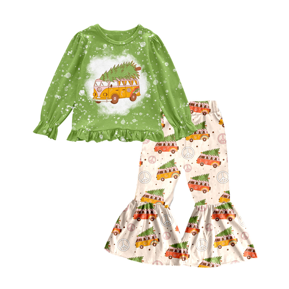 Baby Girls Christmas Tree Bus Shirt Pants  Clothes Sets preorder(moq 5)