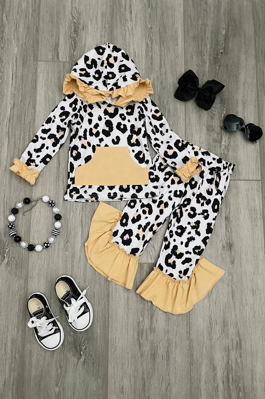 baby girls leopard hoodie top pants sets