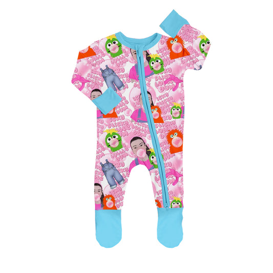 Baby Girls Teacher Pink Zip Footie Rompers preorder(moq 5)