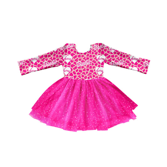 Baby Girls Long Sleeve Doll Hotpink Tutu Dresses preorder(moq 5)