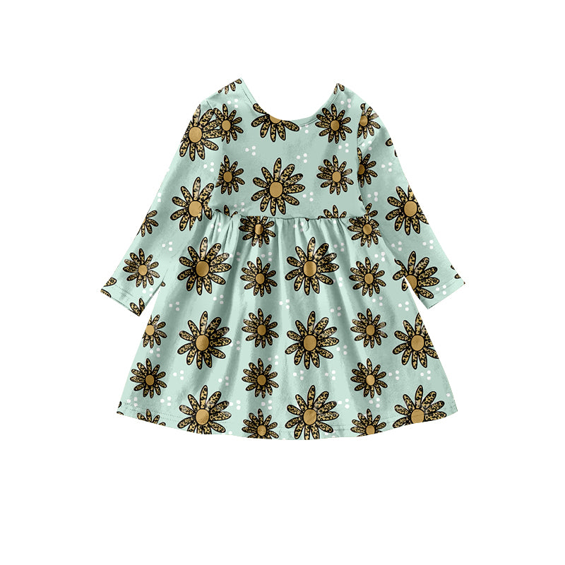 Baby Girls Sunflower Print Knee Length Dresses preorder(moq 5)