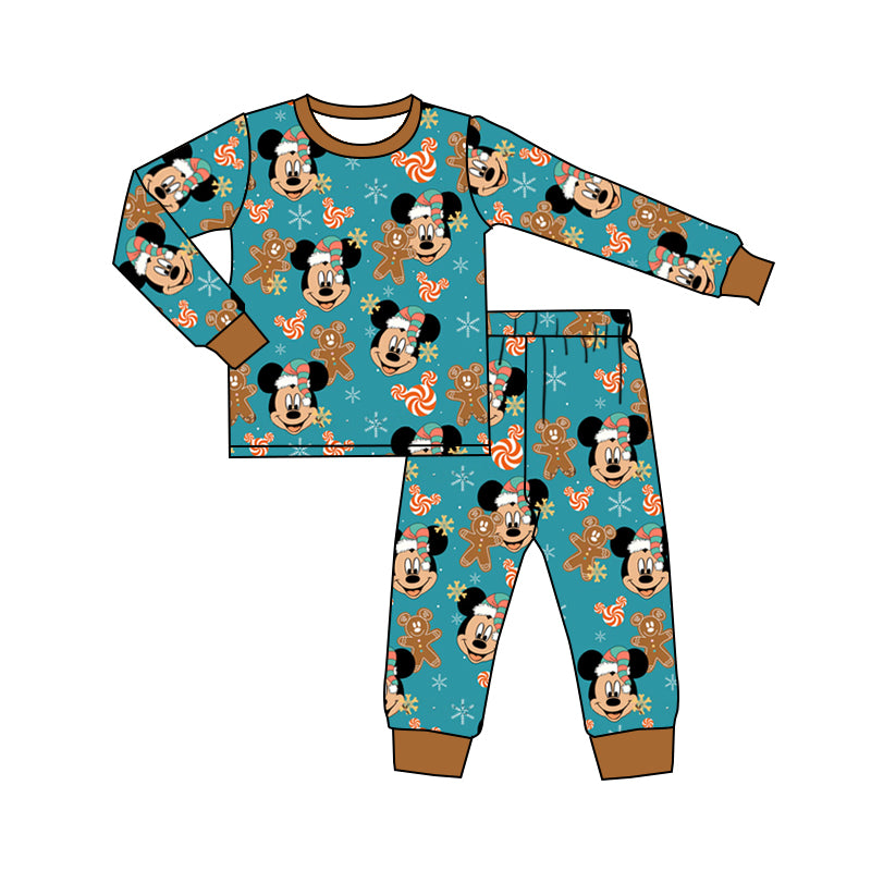 Baby Boys Cartoon Gingerbread Tee Shirt Pants Pajamas Clothes Sets preorder(moq 5)