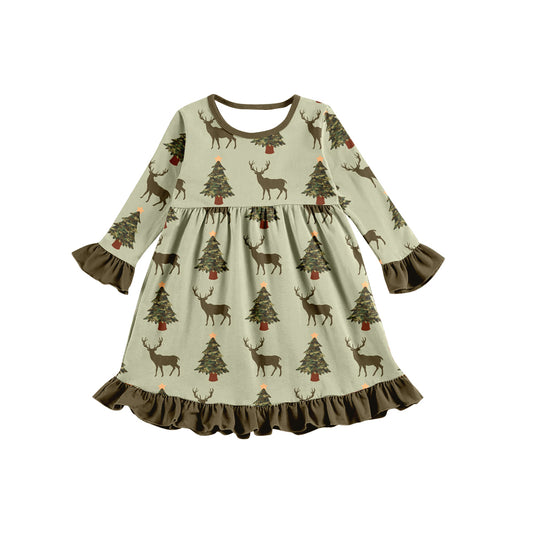 Baby Girls Christmas Deer Knee Length Dresses preorder(moq 5)