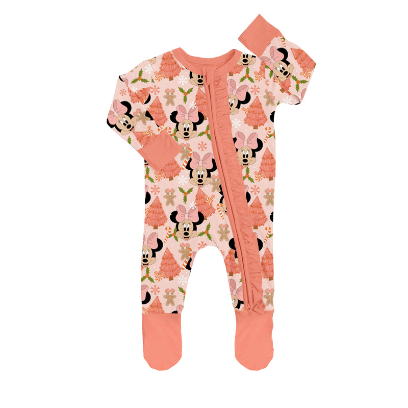 Baby Girls Magical Cartoon Pink Zip Footie Rompers preorder(moq 5)