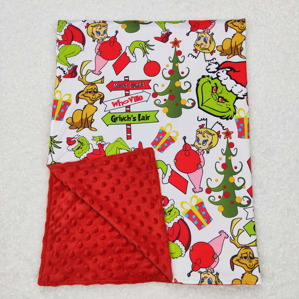 USA Shop Baby Kids Girls Boys Christmas Green Frog Minky Blankets