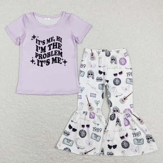 Baby Girls Singer Lavender Problem Shirts Bell Pants Clothes Sets