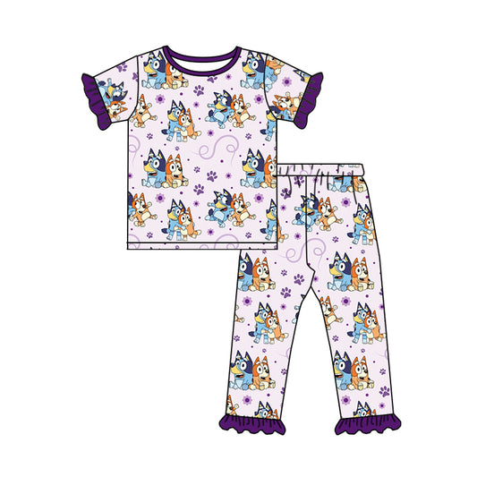 Baby Girls Purple Shirt Dogs Pants Clothes Sets preorder(moq 5)