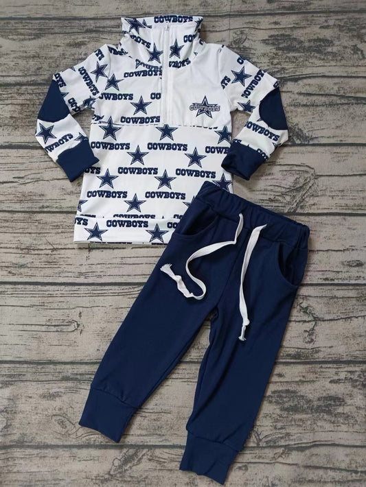 Baby Boys Cowboy Team Pullover Tee Pants Clothing Sets Preorder(moq 5)