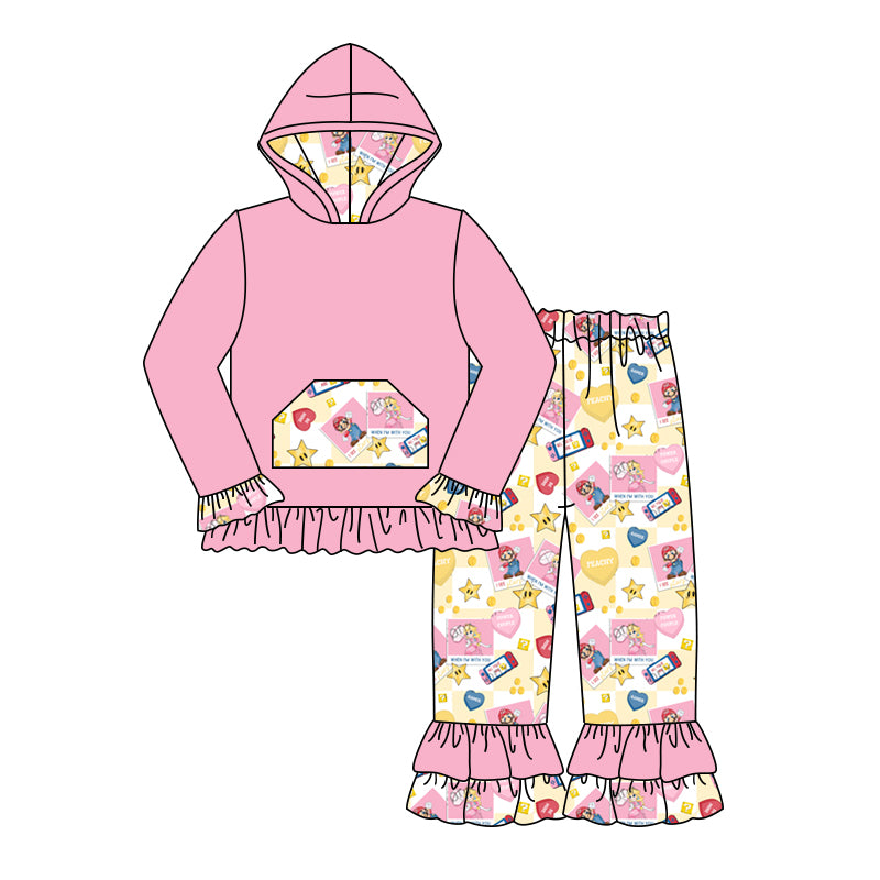 Baby Girls Hoodie Game Shirt Ruffle Pants Clothes Sets preorder(moq 5)