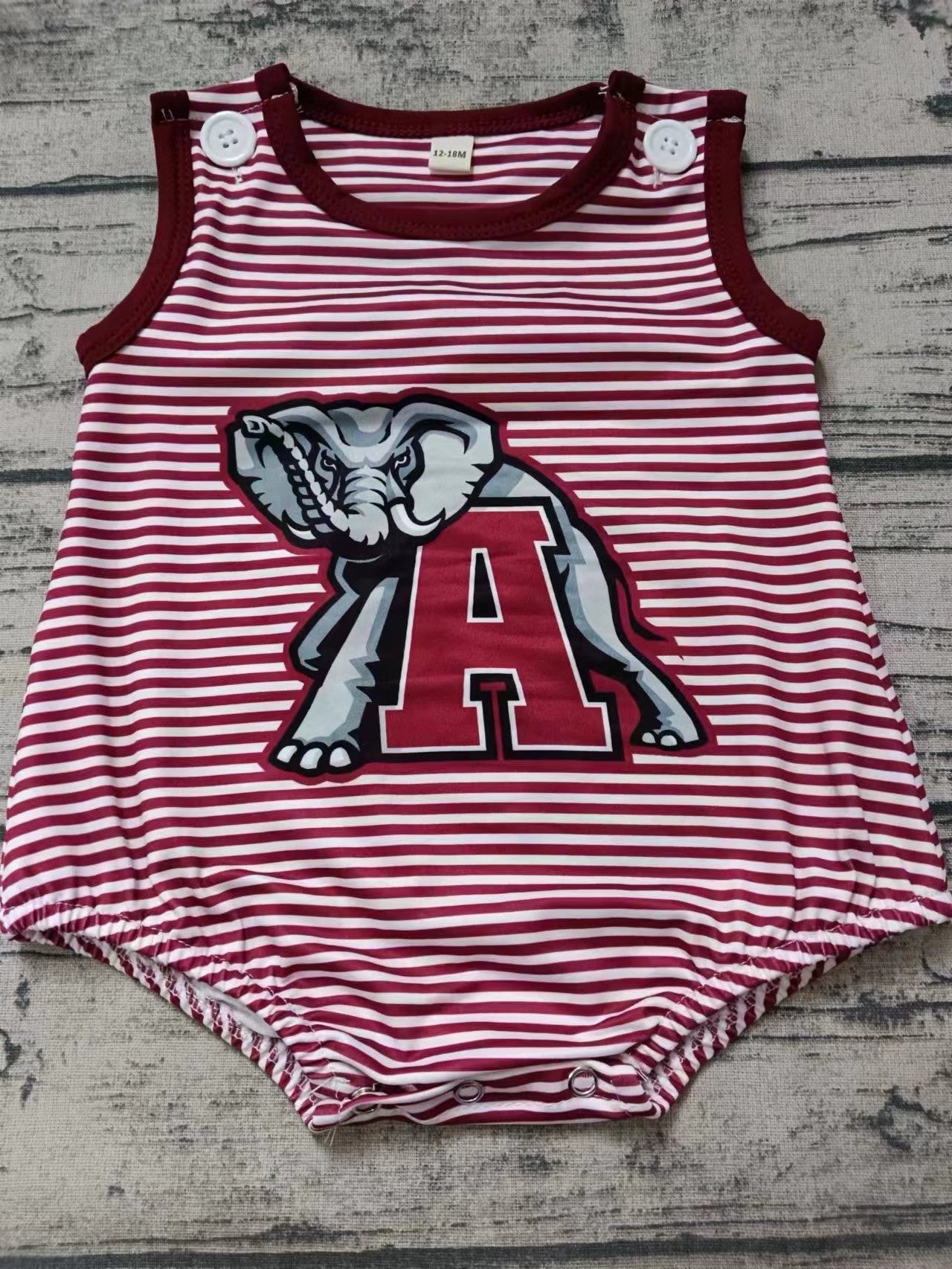 Baby Boys Team Elephant Stripes Buttons Rompers preorder(moq 5)