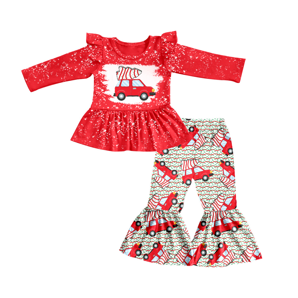 Baby Girls Christmas Cake Tractor Bell Pants Clothes Sets preorder(moq 5)