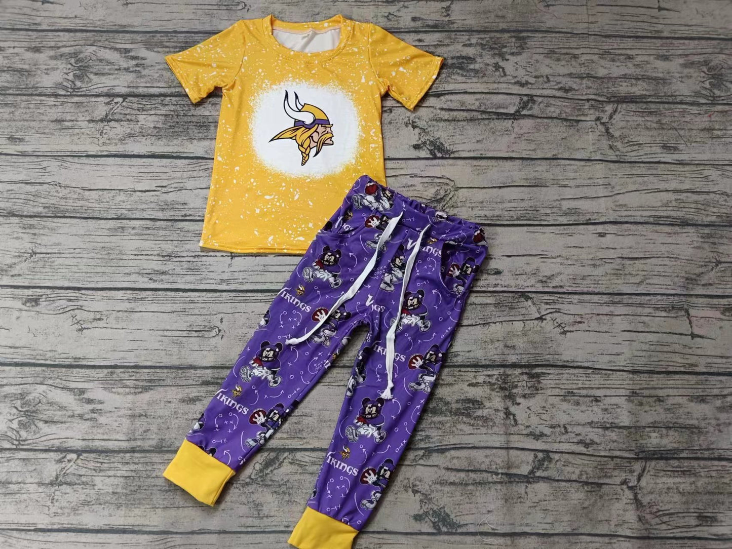 Baby Boys Gold V Team Short Sleeve Tee Pants Clothing Sets Preorder(moq 5)