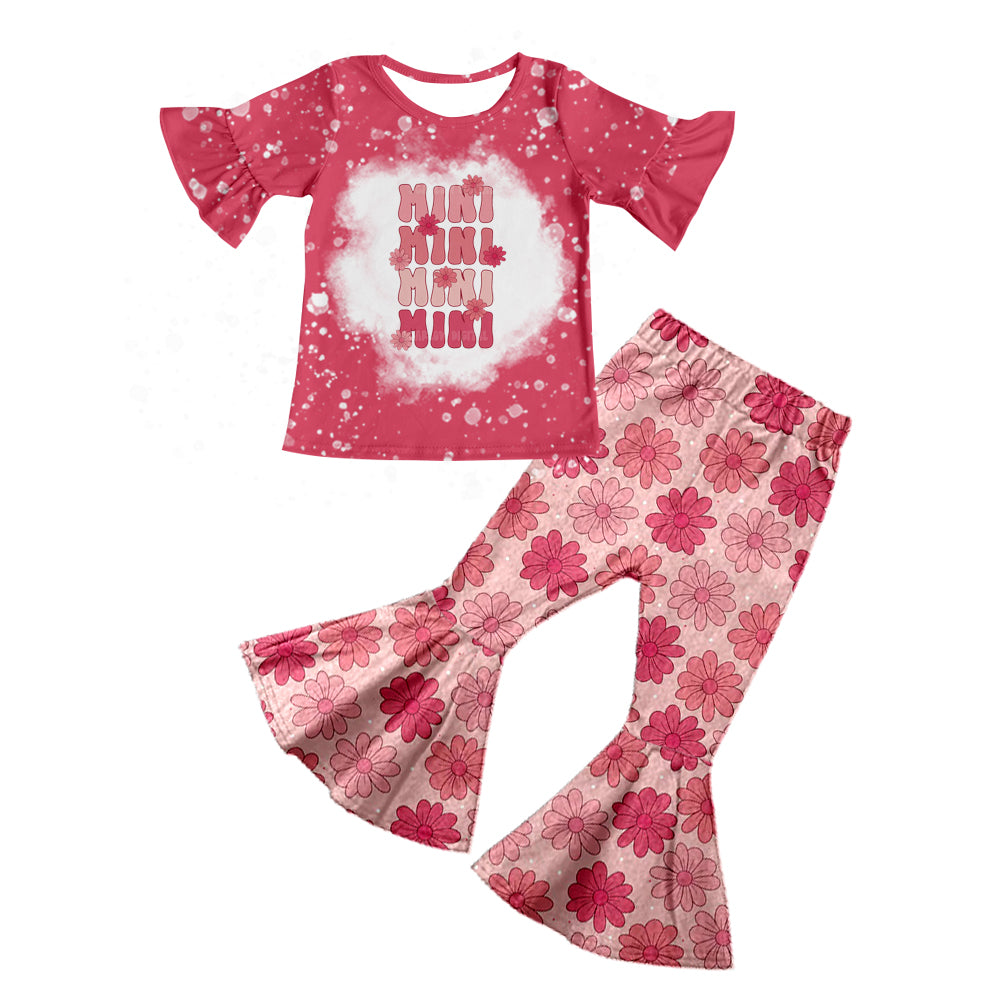 Baby Girls Mini Flowers Tee Shirt Bell Pants Clothes Sets preorder(moq 5)