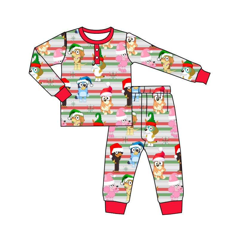 Baby Boys Christmas Dogs Top Cartoon Pants Pajamas Clothes Sets preorder(moq 5)