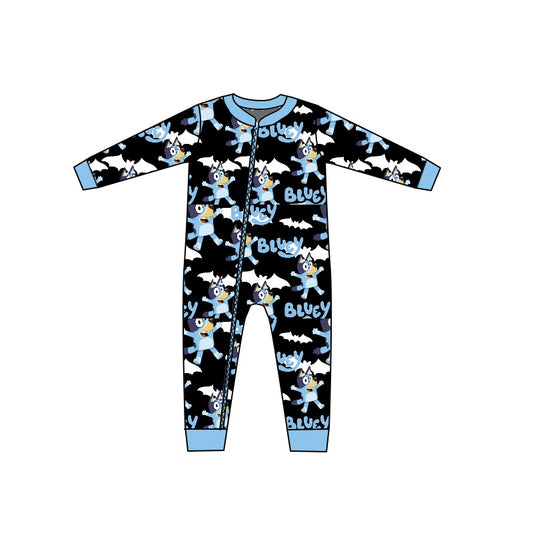 Baby Infant Boys Cartoon Blue Dogs Zip Rompers preorder(moq 5)