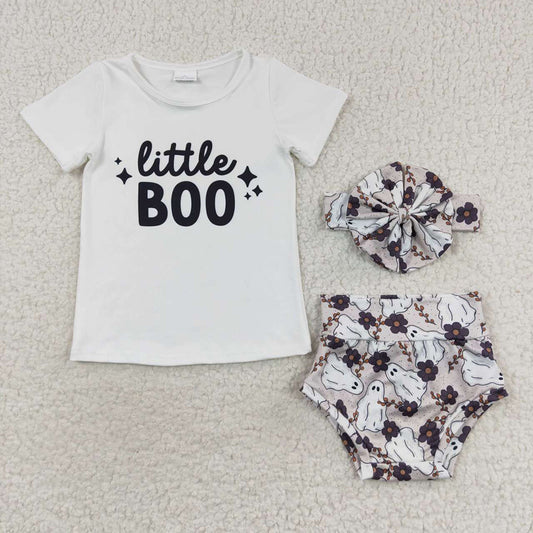 Baby Girls Halloween Little Boo Top Bummie Sets